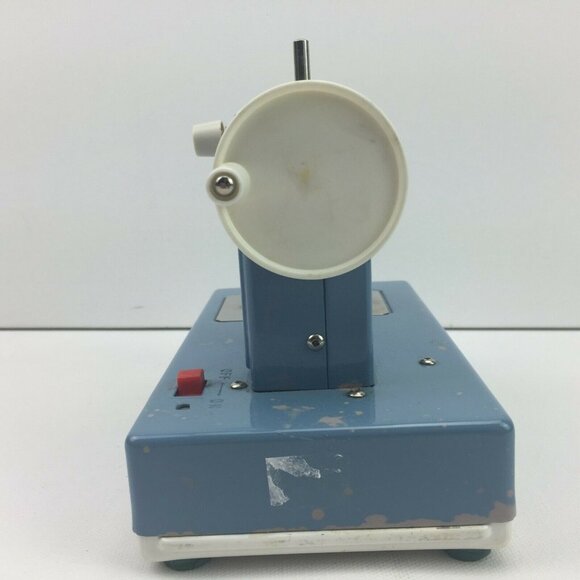 Vintage Miniature Toy Blue White Sewing Machine Hand Crank Battery Operated - Picture 5 of 12